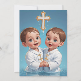 Modern tvillingbaptism-inbjudan inbjudningar