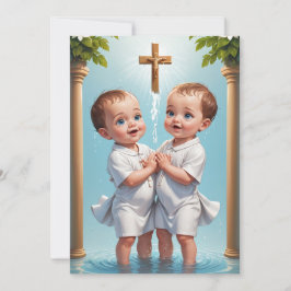 Modern tvillingbaptism-inbjudan inbjudningar