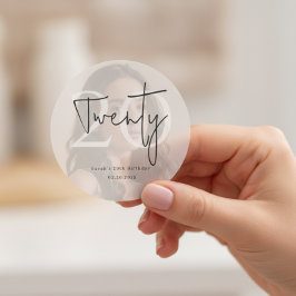 Modern Twenty 20th Birthday Party Sticker Runt Klistermärke