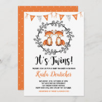 Modern Twillingar Fox Baby Shower Orange Black Par