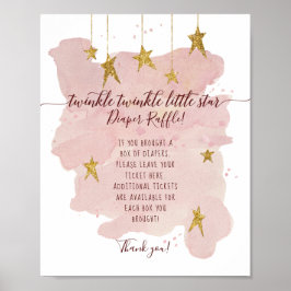 Modern Twinkle Little Star Rosa Blöja Lotteri Skyl Poster