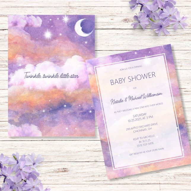 Modern Twinkle, Twinkle, Little Star Baby Shower Inbjudningar (Skapare uppladdad)