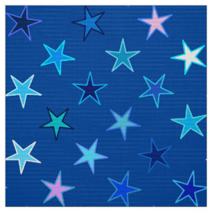 Modern twinkling Stars, Cobalt Blue och Turkos Tyg