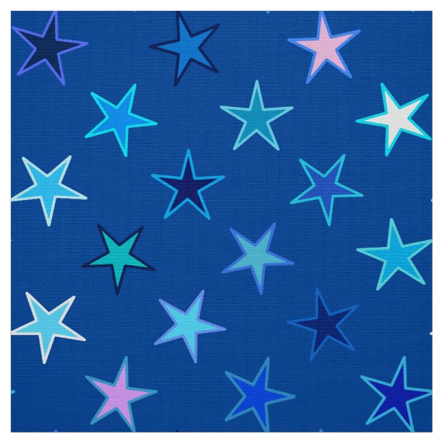 Modern twinkling Stars, Cobalt Blue och Turkos Tyg (Provkarta)