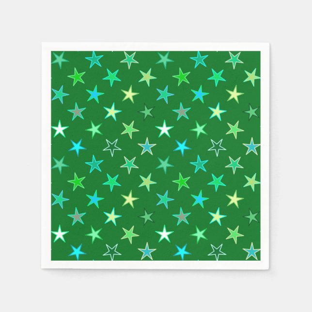 Modern twinkling Stars, Emerald and Lime Green Pappersservett (Framsidan)