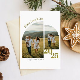 Modern Two Photo Family Christmas Holiday Postcard Helg Vykort