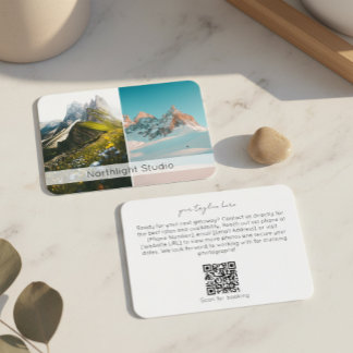 Modern Two Photo Photography QR Code Camera Visitkort