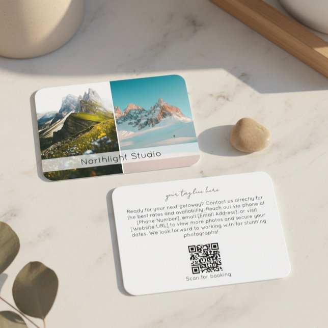 Modern Two Photo Photography QR Code Camera Visitkort (Skapare uppladdad)