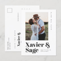 Modern Typ Foto Bröllop Spara Datum