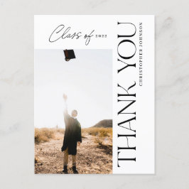 Modern Type Studenten Tack Photo Black Vykort