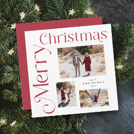 Modern typfoto av rött och vitt God jul Julkort