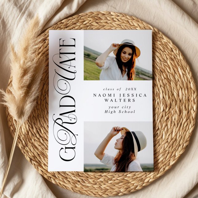 Modern typografi 2 bilder Elegant examen Inbjudningar (Skapare uppladdad)