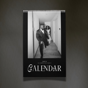 Modern typografi Anpassad Nygifta Bröllopsfoto Kalender