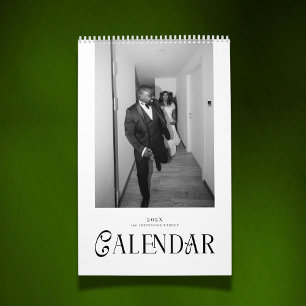 Modern typografi Anpassad Nygifta Bröllopsfoto Kalender
