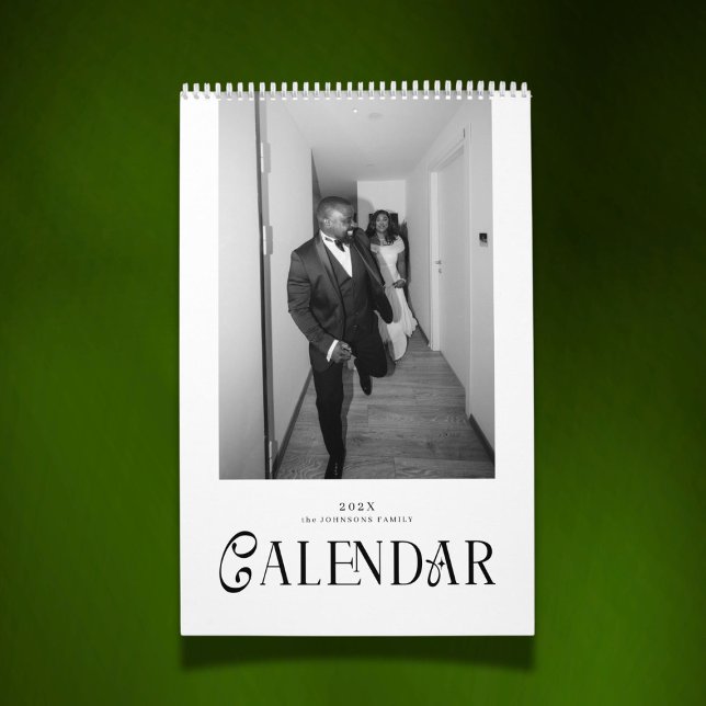 Modern typografi Anpassad Nygifta Bröllopsfoto Kalender (Skapare uppladdad)