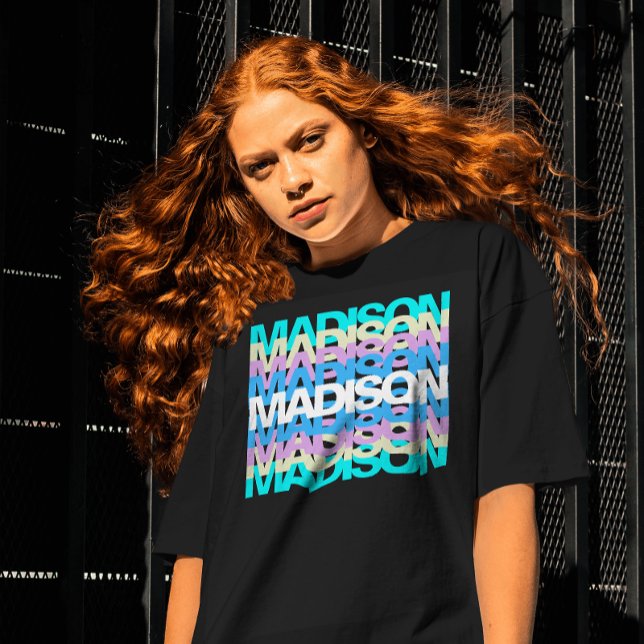 Modern typografi | Anpassat namn Pastel Holografik T Shirt (Skapare uppladdad)