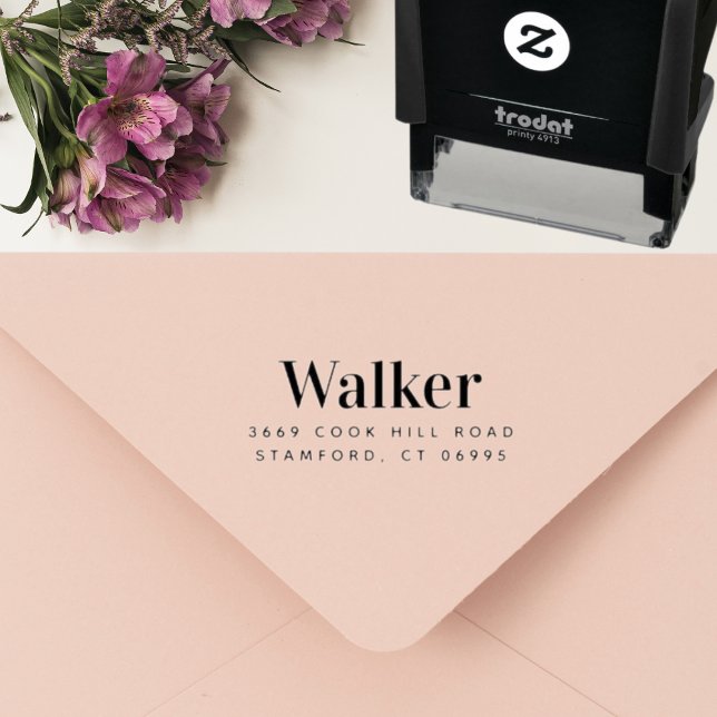 Modern typografi Anpassat namn Returadress Självfärgande Stämpel (Modern typography custom name return address stamp adds sleek style to your mail)