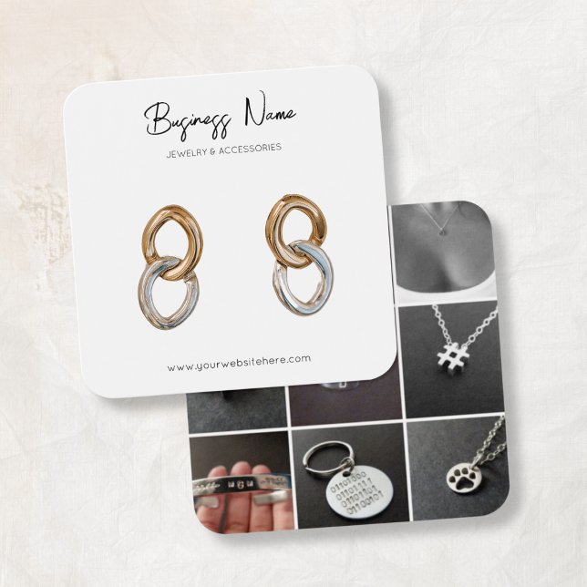 Modern typografi Anpassningsbar - fotofyrkantsavbi Fyrkantigt Visitkort (Modern Typography Custom Photo Square Earring
)