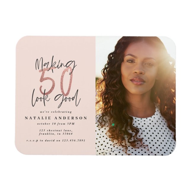 Modern typografi av chicen ro guld under femtioårs magnet (Horisontell)