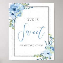 Modern typografi av dammiga blå kärlek är ett sött poster