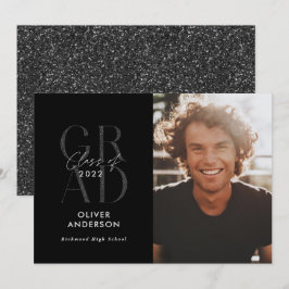 Modern typografi av studenten svart glitter i inbjudningar