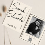 Modern typografi B&W-handskriftsfoto Qr-kod Spara Datumet<br><div class="desc">Typografi - enkel konstnärlig foto Qr-kod</div>