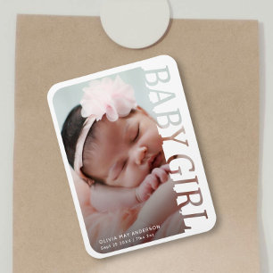 Modern typografi Baby flicka tack 2 Foto Magnet