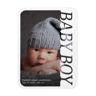 Modern typografi Baby pojke tack 2 Foto Magnet