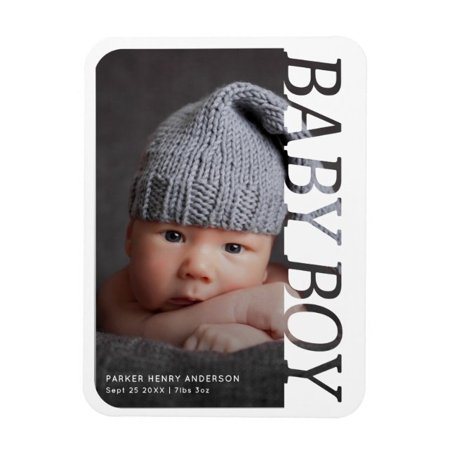 Modern typografi Baby pojke tack 2 Foto Magnet (Vertikal)