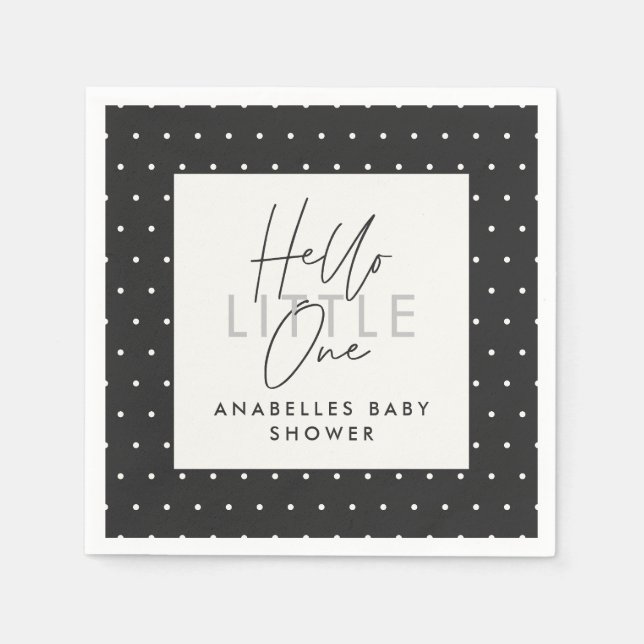 Modern typografi babydusch hej liten en pappersservett (Framsidan)