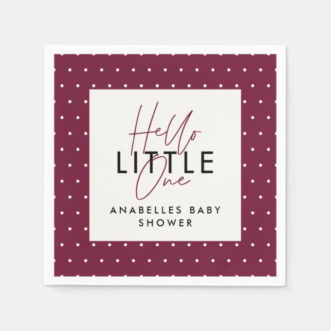 Modern typografi babydusch hej liten en pappersservett (Framsidan)