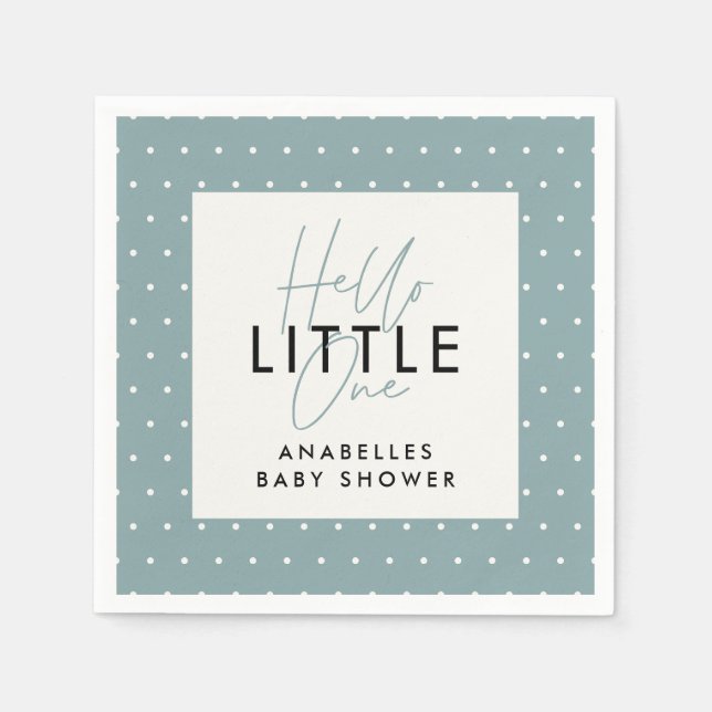 Modern typografi babydusch hej liten en pappersservett (Framsidan)