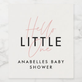 Modern typografi babydusch hej liten en vinflaska etikett