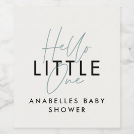 Modern typografi babydusch hej liten en vinflaska etikett