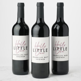 Modern typografi babydusch hej liten en vinflaska etikett