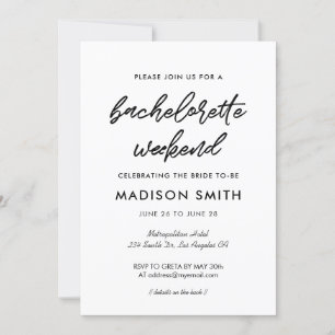 Modern typografi Bachelorette Helg party Inbjudningar