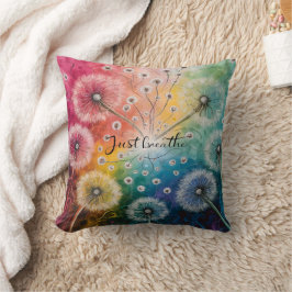 Modern typografi bara Breathe Dandelions Kudde