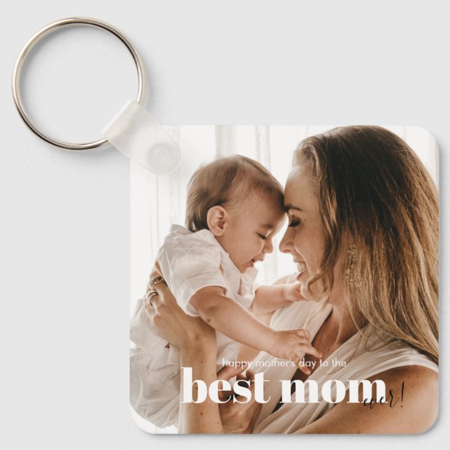 Modern typografi Bästa Mamma någonsin-foto Nyckelring (Framsida)