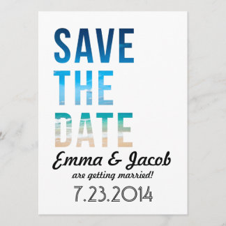Modern typografi Beach Wedding Save The Date Inbjudningar