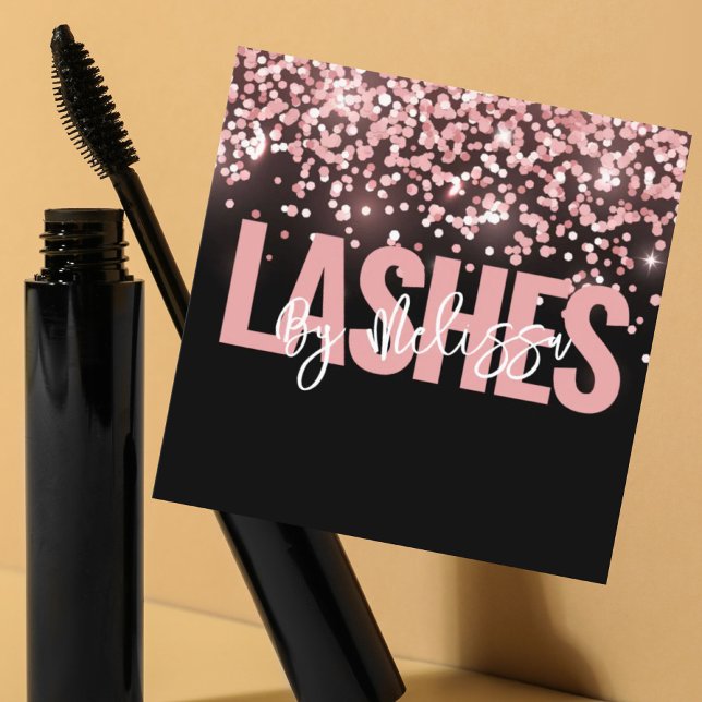 Modern typografi - Beauty Makeup Artist Lash Fyrkantigt Visitkort (Modern Typography Beauty Makeup Artist Lashes Square Business Card)