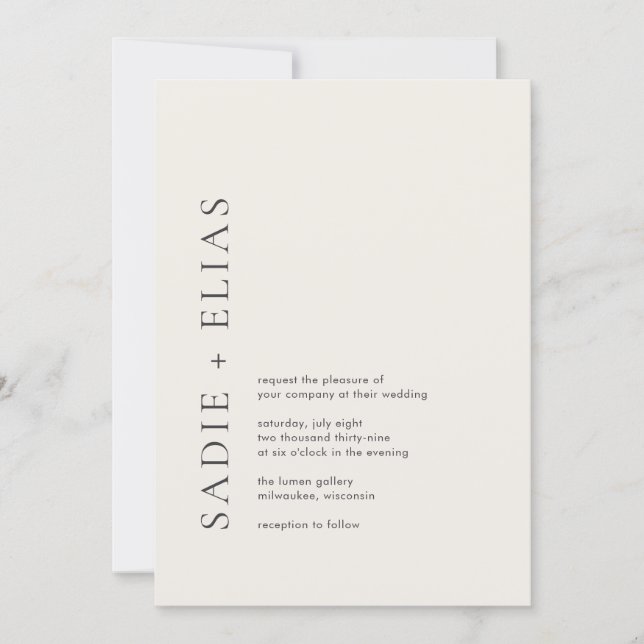 Modern typografi Beige Elegant Bröllop Inbjudningar (Framsida)