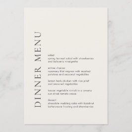 Modern typografi Beige Elegant Bröllop Meny