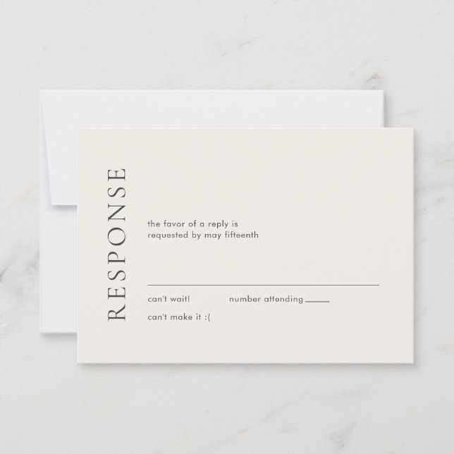 Modern typografi Beige Elegant Bröllop OSA Kort (Framsida)