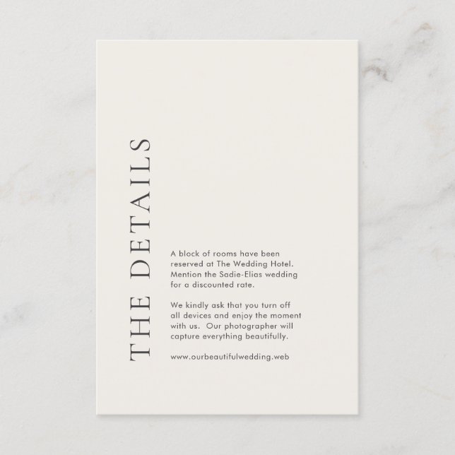 Modern typografi Beige Elegant Bröllop Tilläggskort (Framsida)