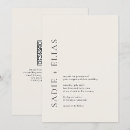 Modern typografi Beige Elegant QR-kod Bröllop Inbjudningar