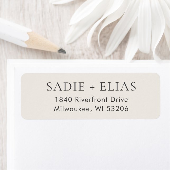 Modern typografi Beige Elegant Returadress Etikett (Insitu)