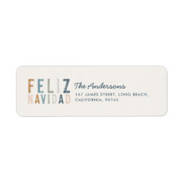 Modern typografi blå terracotta Feliz Navidad Returadress Etikett
