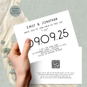 Modern Typografi Black White Bröllop Inbjudningar