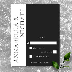 Modern Typografi Black White Bröllop OSA Kort