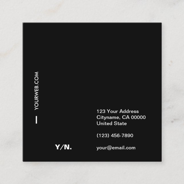 Modern typografi Black&White kvadrerar visitkorten Fyrkantigt Visitkort (Framsida)